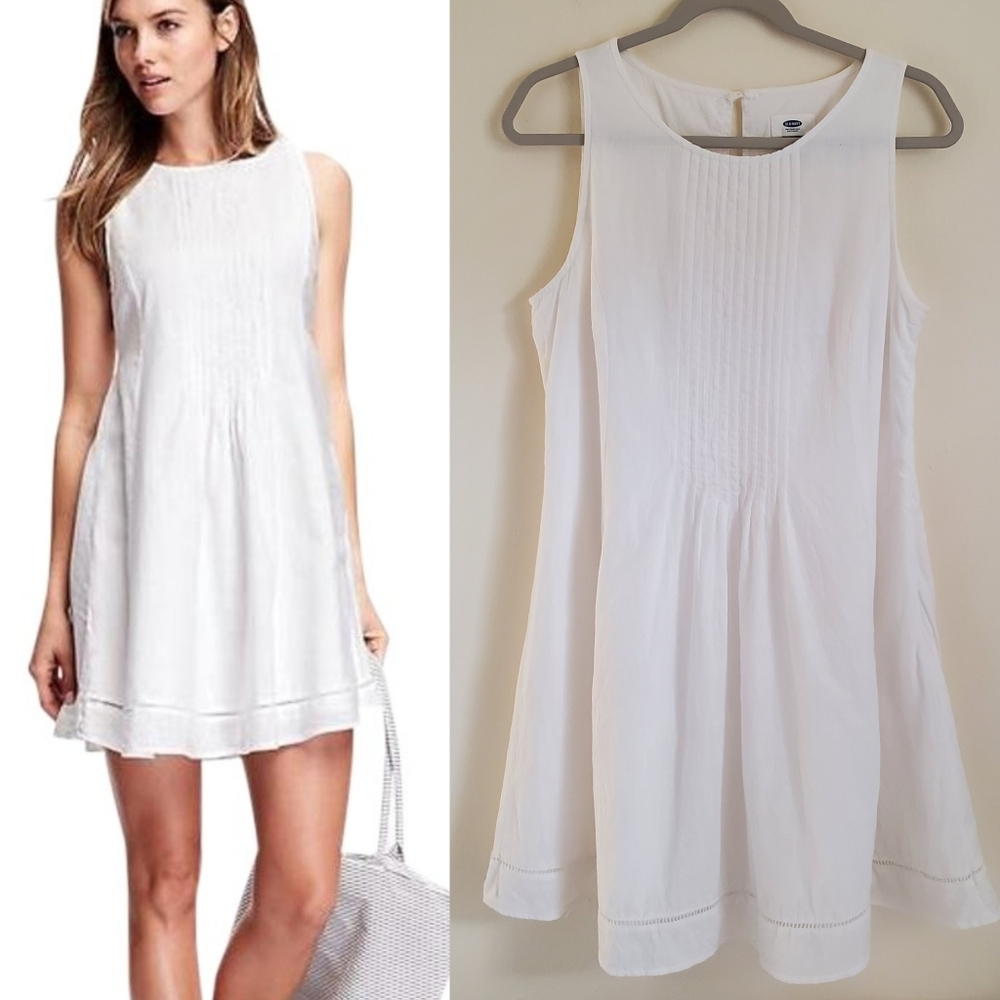 Old Navy White 100% Cotton Trapeze Dress